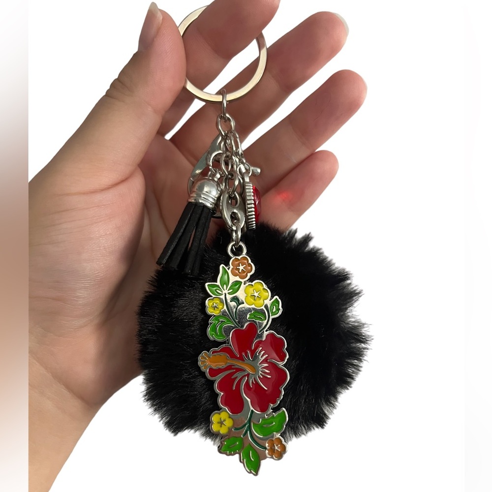 Hand crafted Hawaiian hibiscus bag charm/keychain